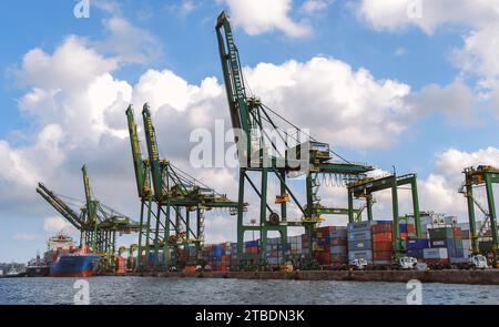 Santos city, Brazil. Terminal 37. Container terminal at the port of Santos. Stock Photo