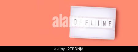 Word Offline. Banner with lightbox on a coral colored background. Stock Photo