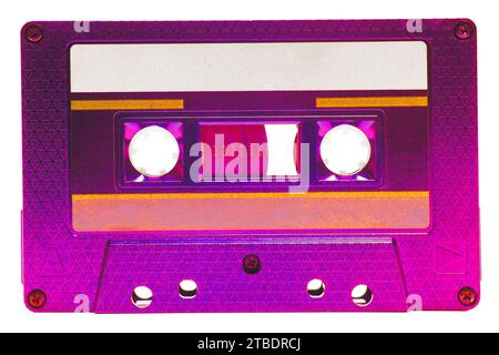 purple audio cassette tape,retro style. Stock Photo