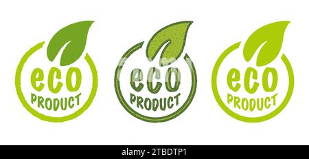 Vector set icons for eco products. Vector stamps of ECO product. Stock Vector