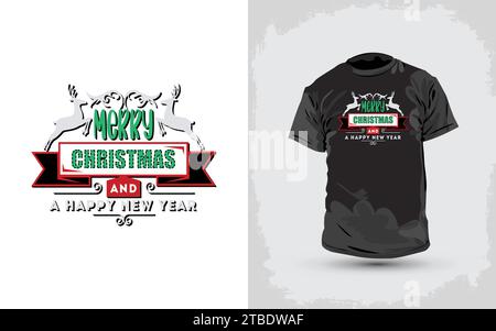 Christmas t-shirt design, new Christmas design, fashion Christmas t-shirt. Happy merry Christmas design. Stock Vector