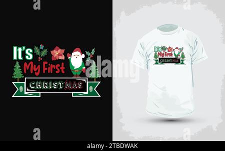 Christmas t-shirt design, new Christmas design, fashion Christmas t-shirt. Happy merry Christmas design. Stock Vector