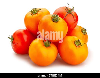 orange red tomato mix path isolated on white Stock Photo