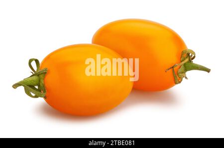 orange plum cherry tomato path isolated on white Stock Photo