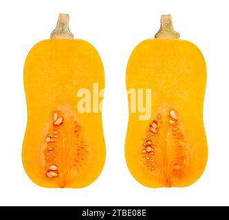 sliced butternut path isolated on white Stock Photo