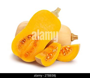 sliced butternut path isolated on white Stock Photo