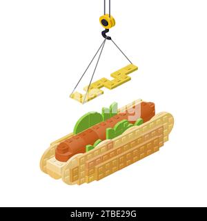Hot dog cooking concept. Vector Stock Vector