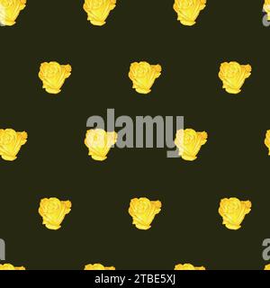 Seamless pattern of yellow rose buds on a brown background Stock Vector