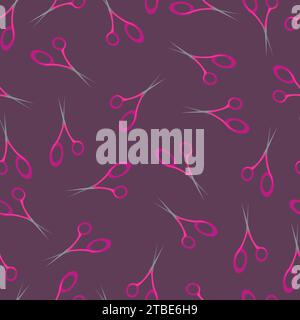 Seamless pattern with scissors on a dark purple background Stock Vector