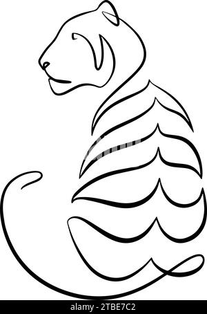 Isolated outline of a tiger Animal icon Vector Stock Vector