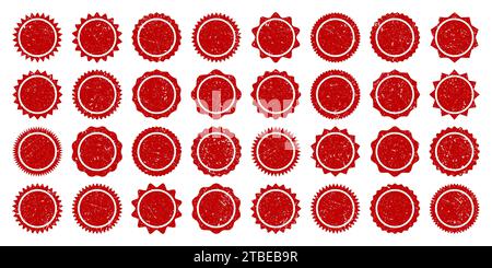Post stamps, labels and badges. Grunge imprints and postmarks. Brown vintage circle postcard watermarks. Used envelope design elements. Vector Stock Vector