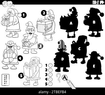 educational shadows game with Santa Claus coloring page Stock Vector ...