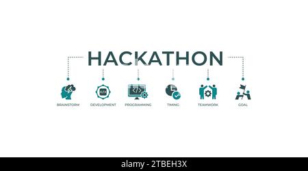 Hackathon banner web icon vector illustration concept for design sprint ...