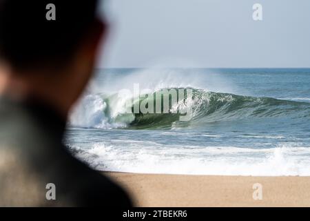 Perfect Wave: The Natural Beauty of the Sea and Surf Frozen in Time. Stock Photo