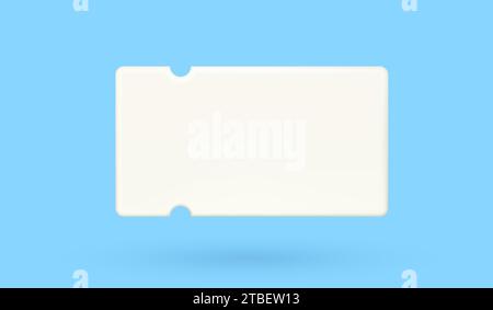 3d blank discount coupon or voucher gift mock up, template with copy space on blue background. 3d rendered price tag, discount ticket, price offer paper, isolated. Vector illustration. Vector illustration Stock Vector