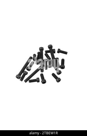 Socket Head Cap Screws Fasteners Hardware Nuts Bolts.  A bunch of cogs. Isolate on a white background. Stock Photo