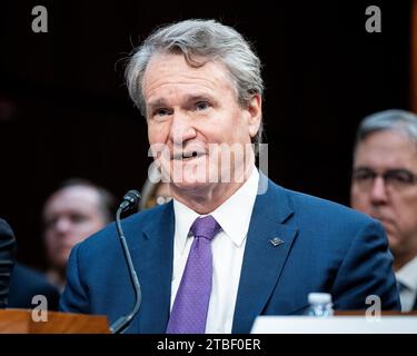 Washington, United States. 06th Dec, 2023. Brian Thomas Moynihan, Chairman and CEO of Bank of America, speaking at a hearing of the Senate Banking, Housing, and Urban Affairs Committee at the U.S. Capitol. Credit: SOPA Images Limited/Alamy Live News Stock Photo