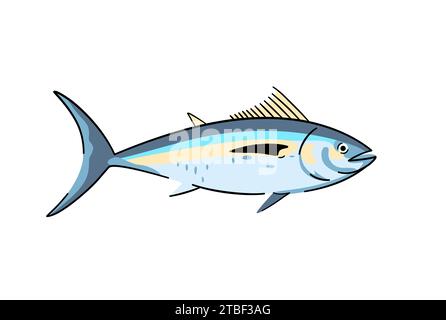 Tuna. Commercial seafood fish. Isolated design element. Vector illustration Stock Vector