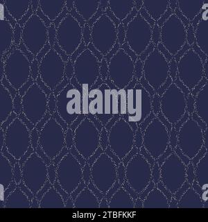 Seamless vector ornament. Modern wavy background. Geometric modern blue golden dotted wavy pattern Stock Vector