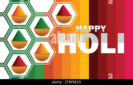 Happy Holi colorful greeting card design. Happy Holi background. Festival of colours. Vector illustration Stock Vector