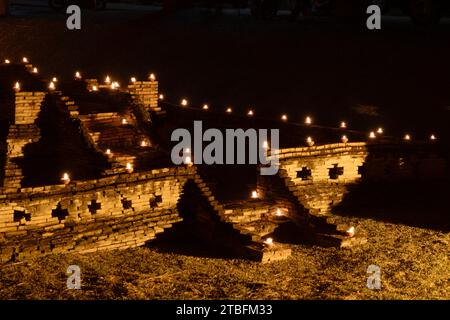CHIANGMAI - NOVEMBER 28, 2023 : Wiang Kum Kam is Ancient Lost City at the night in Chiang Mai, Thailand. Stock Photo