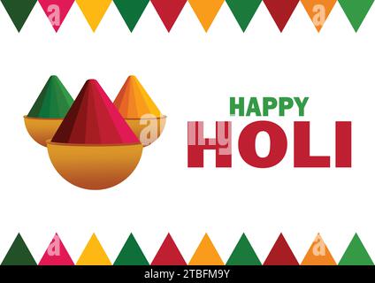 Happy Holi colorful greeting card vector illustration. Happy Holi. Stock Vector