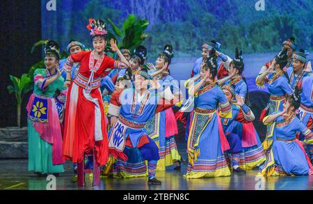 Nanning, China. 07th Dec, 2023. Performers are presenting the colorful play ''New Liu Sanjie'' at the 10th China-Asean (Nanning) Drama Week in Nanning, Guangxi, China, on December 6, 2023. (Photo by Costfoto/NurPhoto) Credit: NurPhoto SRL/Alamy Live News Stock Photo