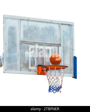 basketball hoop with ball isolated on white background Stock Photo