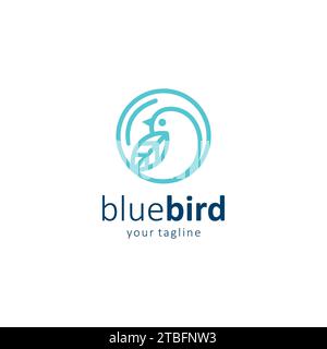 Blue Bird Logo Simple Design. Bird Line Logo Stock Vector