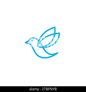 Blue Bird Line Logo Simple Design Stock Vector