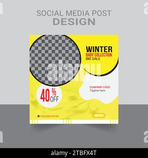 New editable minimal square Winter Sell banner template. Suitable for social media posts and web or internet ads. Vector illustration Template Design Stock Vector