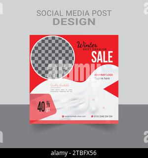 New editable minimal square Winter Sell banner template. Suitable for social media posts and web or internet ads. Vector illustration Template Design Stock Vector
