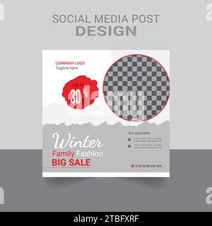 New editable minimal square Winter Sell banner template. Suitable for social media posts and web or internet ads. Vector illustration Template Design Stock Vector