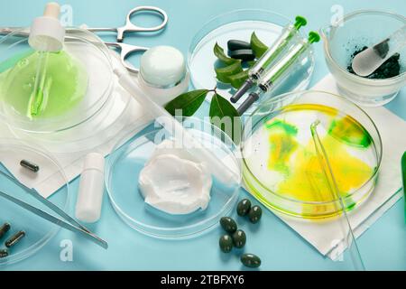 Concept of cosmetic research and organic skin care products Stock Photo ...
