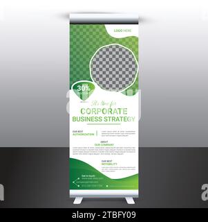 Roll up banner stand template design, Ads banner layout, advertisement, pull up, polygon background, vector illustration, business flyer. online post. Stock Vector