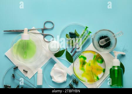 Concept of cosmetic research and organic skin care products, space for ...