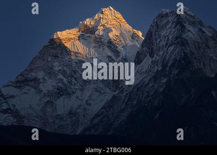 Evening light on Ama Dablam, Nepal. Stock Photo