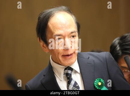 Tokyo, Japan. 7th Dec, 2023. Bank of Japan Governor Kazuo Ueda arrives at Upper House's financial affairs committee session at the National Diet in Tokyo on Thursday, December 7, 2023. (photo by Yoshio Tsunoda/AFLO) Stock Photo