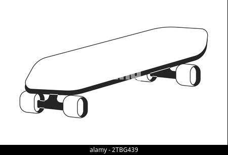 80s skateboard funky black and white 2D line cartoon object Stock Vector