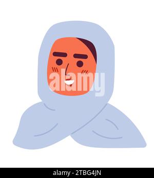 Arabic woman wearing hijab scarf 2D vector avatar illustration Stock Vector