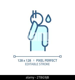 2D thin linear simple blue shame icon Stock Vector