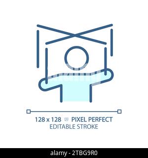 2D thin linear simple blue manipulation icon Stock Vector