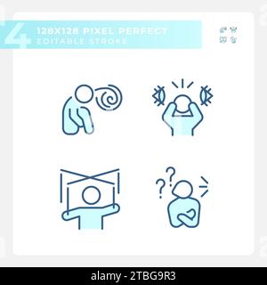 Editable blue simple psychology icons collection Stock Vector