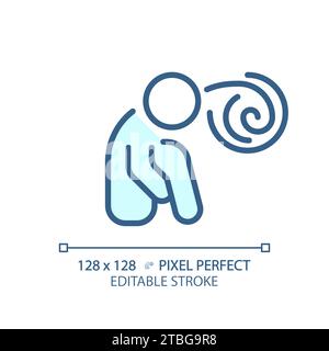 2D thin linear simple blue anxiety icon Stock Vector
