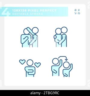2D editable pixel perfect blue psychology icons Stock Vector