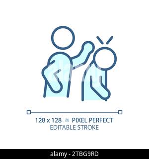2D thin linear simple blue abuse icon Stock Vector