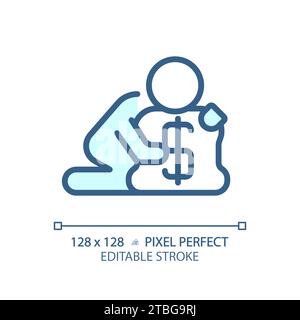 2D thin linear simple blue greed icon Stock Vector