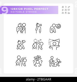 Editable pixel perfect psychology icons set Stock Vector