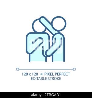 2D thin linear simple blue empathy icon Stock Vector