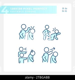 Set of editable pixel perfect blue psychology icons Stock Vector